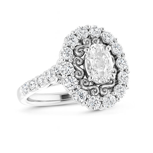 Anello Con Alone Ovale Taglio Antico In Stile Vintage Da 6,25 Carati Con Diamanti Naturali Estratti Dalla Terra Incastonati A Griffe