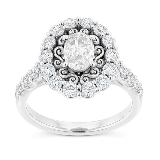 Anello Con Alone Ovale Taglio Antico In Stile Vintage Da 6,25 Carati Con Diamanti Naturali Estratti Dalla Terra Incastonati A Griffe