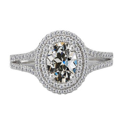 Anello Con Doppio Alone Ovale Con Genuino Diamante A Taglio Antico, Set Di 8 Carati