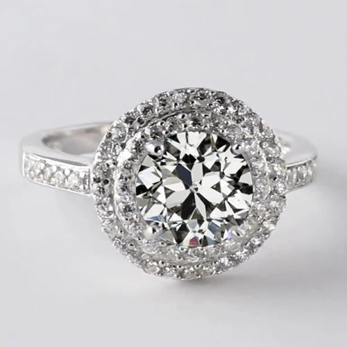 Anello Con Doppio Anello Di Naturale Diamanti Taglio Vecchio Miniera Con Accenti 4.50 Carati