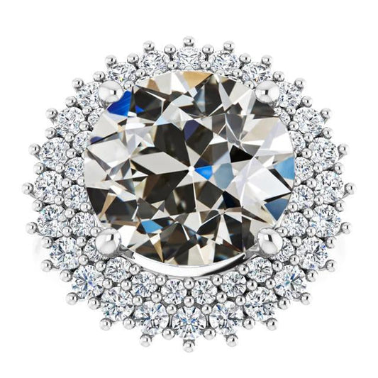 Anello Con Doppio Anello Di Vero Diamanti Di Taglio Antico, Set Di 4 Griffe, 7,50 Carati