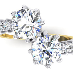Anello Con Due Diamanti Taglio Brillante Da 3,30 Ct In Oro Bianco 14 Carati
