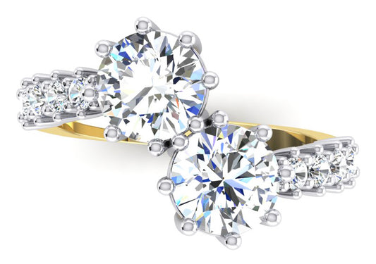 Anello Con Due Diamanti Taglio Brillante Da 3,30 Ct In Oro Bianco 14 Carati