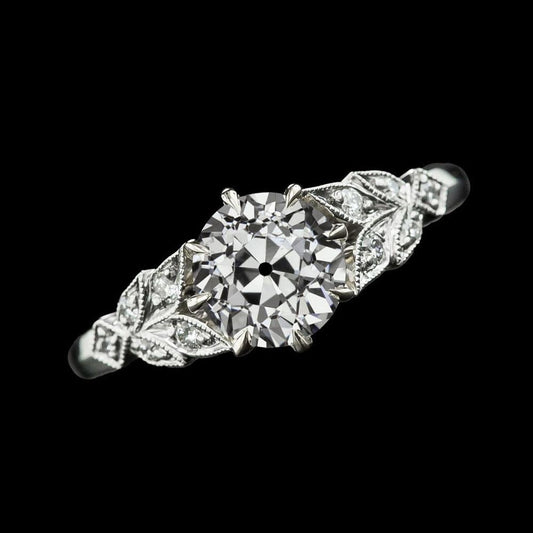 Anello Con Foglia Di Artigli D'Aquila Rotondo Old Miner Naturale Diamond Prong Set 3 Carati