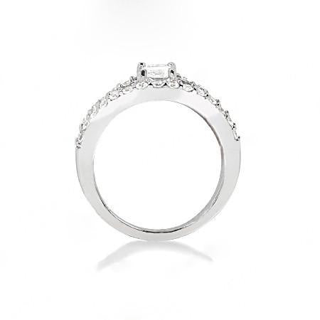 Anello Con Gambo Diviso In Vero Diamanti Con Accenti Da 1.40 Ct. Gioielli Oro Bianco