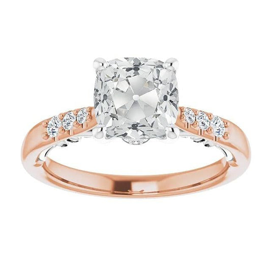 Anello Con Genuino Diamante Da Minatore Con Cuscino In Oro 14K Da 4,25 Carati