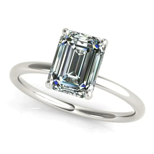 Anello Con Genuino Diamante Smeraldo Da 5 Carati
