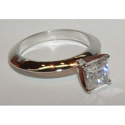 Anello Con Genuino Diamante Solitario Da Fidanzamento In Oro Bianco Con Diamante Principessa Da 1,01 Carati
