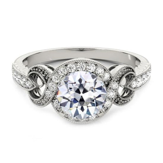 Anello Con Genuino Diamante Taglio Antico Halo Stile Vintage 3,75 Carati Milgrain