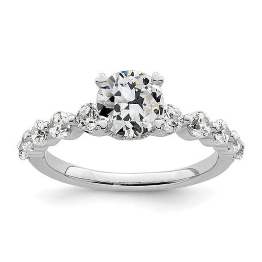 Anello Con Genuino Diamante Vecchio Anniversario Europeo Con Griffe Incastonate 3 Carati