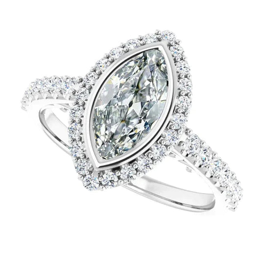 Anello Con Genuino Diamanti Marquise 7 Carati