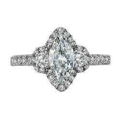 Anello Con Genuino Diamanti Marquise 8 Carati