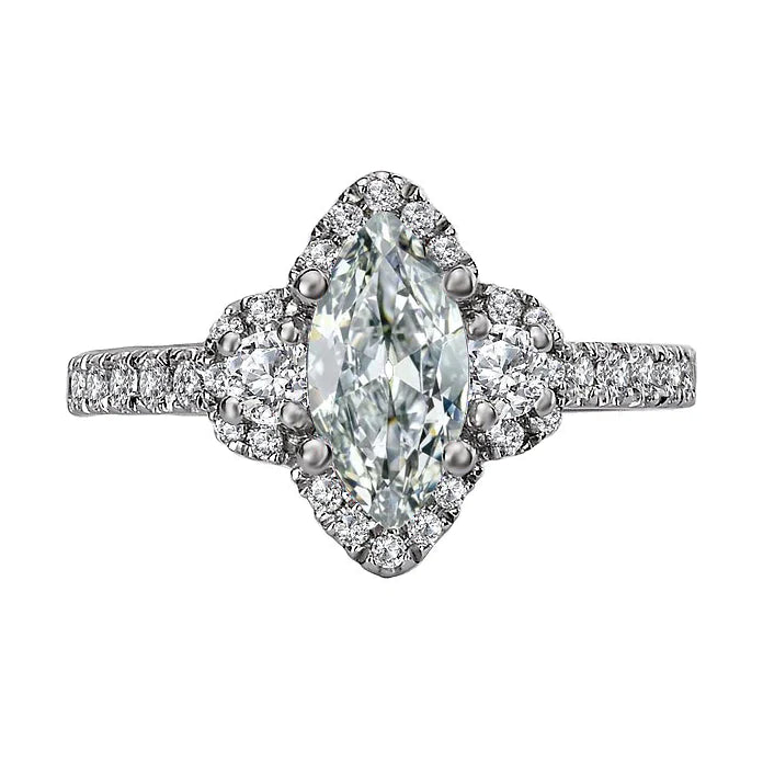 Anello Con Genuino Diamanti Marquise 8 Carati