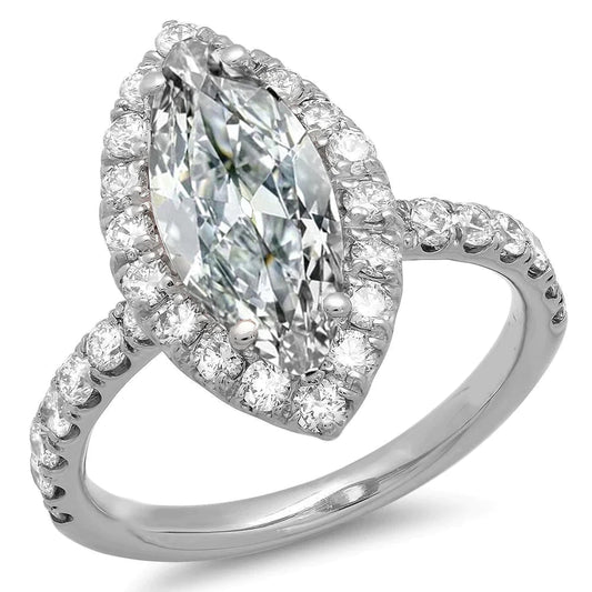 Anello Con Genuino Diamanti Marquise Da 9 Carati