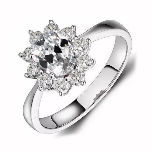 Anello Con Naturale Diamante A Forma Di Stella Ovale Con Taglio A Miniera Vecchia 3,50 Carati