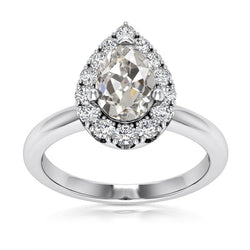 Anello Con Naturale Diamante Da 3,65 Carati Per Anniversario Di Pera Halo Anniversary Vecchio Minatore
