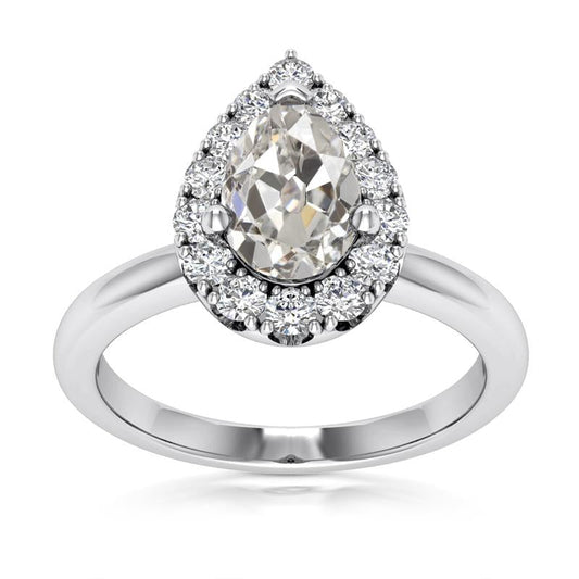 Anello Con Naturale Diamante Da 3,65 Carati Per Anniversario Di Pera Halo Anniversary Vecchio Minatore