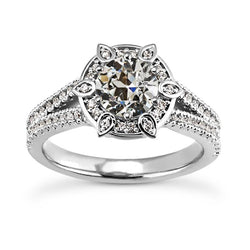 Anello Con Naturale Diamante Taglio Vecchio Miniera Halo Star Style Gambo Diviso 5,50 Carati