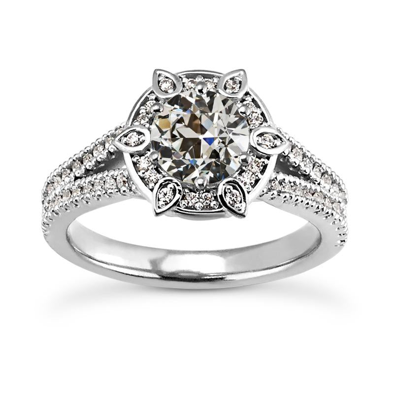 Anello Con Naturale Diamante Taglio Vecchio Miniera Halo Star Style Gambo Diviso 5,50 Carati