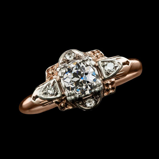 Anello Con Naturale Diamante Tondo Taglio Antico Bicolore 5 Gioielli Da Donna In Pietra 2 Carati