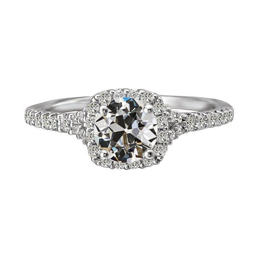 Anello Con Naturale Diamante Vecchio Minatore Halo Con Accenti 4,50 Carati