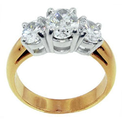 Anello Con Naturale Diamanti Rotondi A Tre Pietre Bicolore Da 2.01 Ct Anniversario