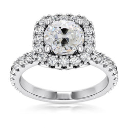 Anello Con Naturale Diamanti Rotondi Halo Vecchio Taglio Con Accenti Gioielli 6 Carati