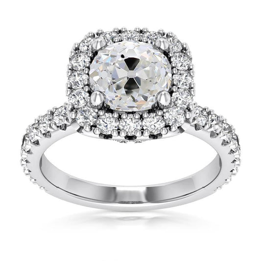 Anello Con Naturale Diamanti Rotondi Halo Vecchio Taglio Con Accenti Gioielli 6 Carati