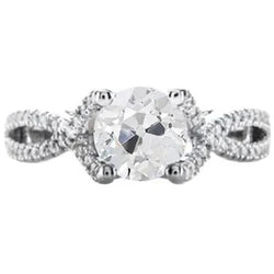 Anello Con Taglio Antico Con Vero Diamante 2.50 Carati Con Accenti Intrecciati Con Gambo Diviso