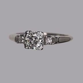 Anello Con Tre Pietre Rotonde A Taglio Vecchio Miniera 1.25 Carati Vero Diamante