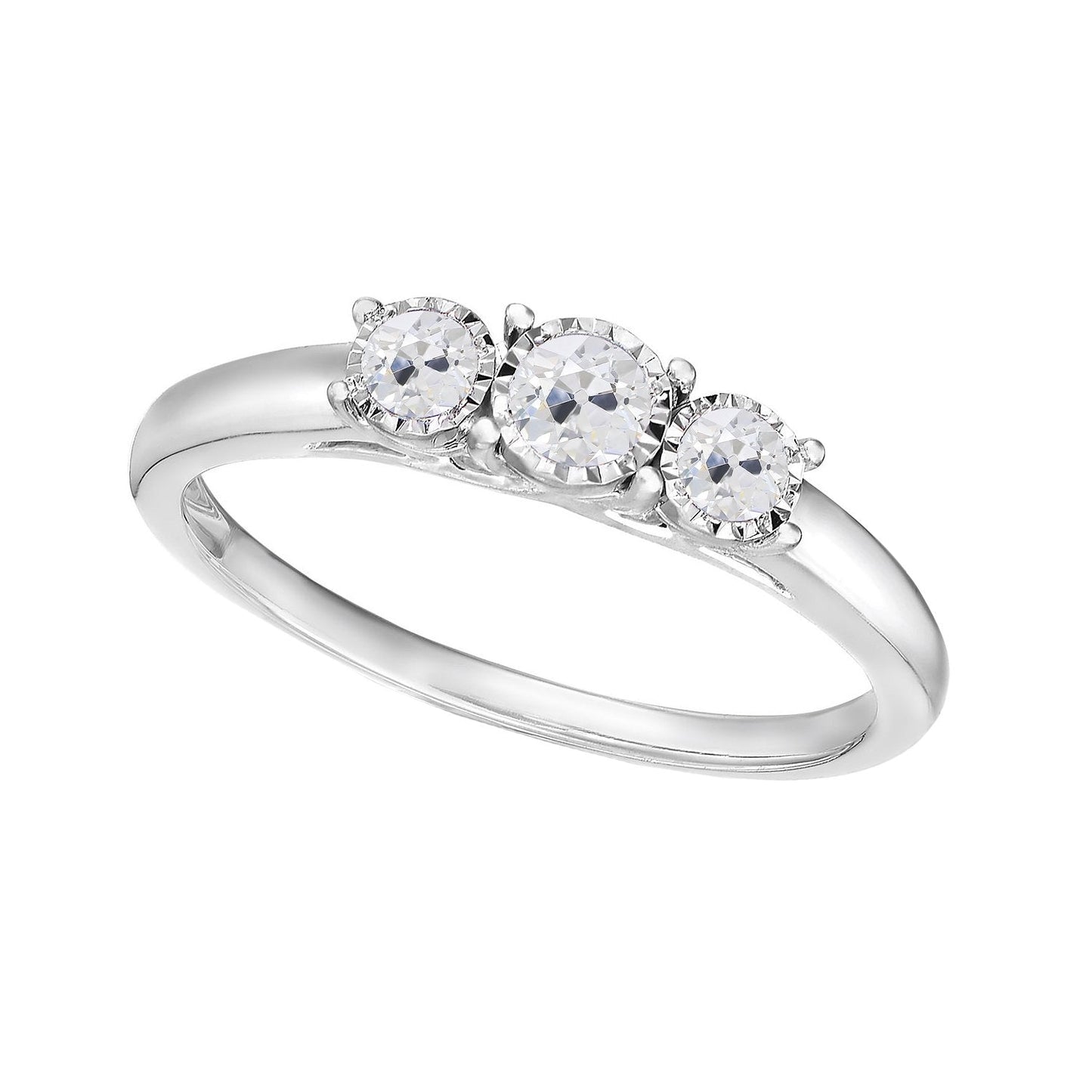 Anello Con Tre Pietre Rotonde Da 1.75 Carati Con Naturale Diamanti A Taglio Vecchio Miniera