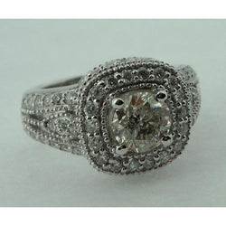 Anello Con Vero Diamante Rotondo Da 2.51 Carati Anello Con Pavé D'Oro Dall'Aspetto Antico