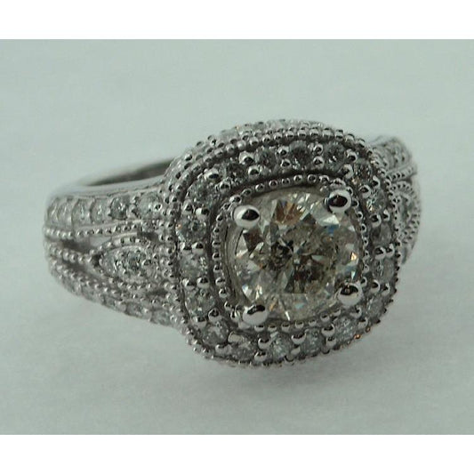 Anello Con Vero Diamante Rotondo Da 2.51 Carati Anello Con Pavé D'Oro Dall'Aspetto Antico