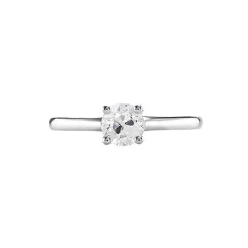 Anello Con Vero Diamante Taglio Antico Rotondo 0.75 Carati Solitario Da Tavolo Piccolo In Oro 14K