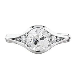 Anello Con Vero Diamante Tondo Da Vecchio Minatore, Cotoletta Grande Da 1,25 Carati
