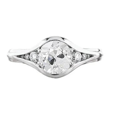 Anello Con Vero Diamante Tondo Da Vecchio Minatore, Cotoletta Grande Da 1,25 Carati