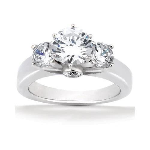 Anello Con Vero Diamanti 2.62 Carati F Vs1 Anello Con 3 Pietre Di Diamanti