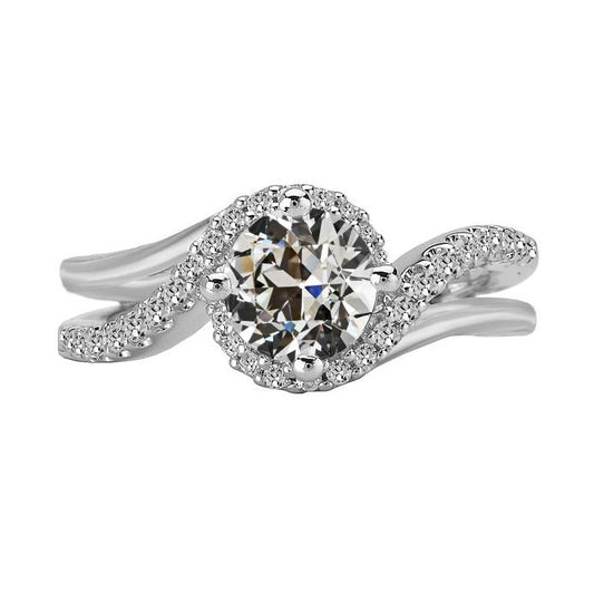 Anello Con Vero Diamanti Taglio Vecchio Stile Ritorto 4.50 Carati