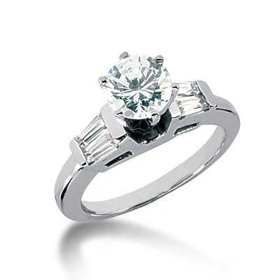 Anello Con Vero Diamanti Tondi E Baguette Da 2.50 Carati Con Tre Pietre Novità