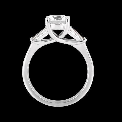 Anello Da 1.27 Carati Con Naturale Diamanti Rotondi E Baguette Con Tre Pietre In Oro Bianco