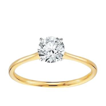 Anello Da 1 Carato Con Genuino Diamante Solitario A Taglio Rotondo In Oro Bicolore 14K