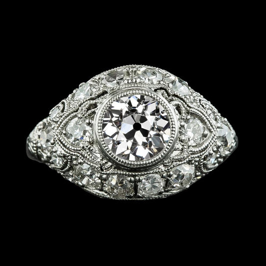 Anello Da Donna Con Castone Di Genuino Diamanti Da Vecchio Minatore Milgrain Stile Antico 5,25 Carati