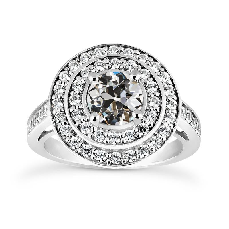 Anello Da Donna Con Doppio Anello Di Naturale Diamanti Taglio Antico, 3,25 Carati