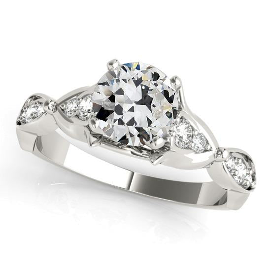 Anello Da Donna Con Genuino Diamante A Taglio Antico Rotondo Incastonato In Oro Bianco 3,25 Carati