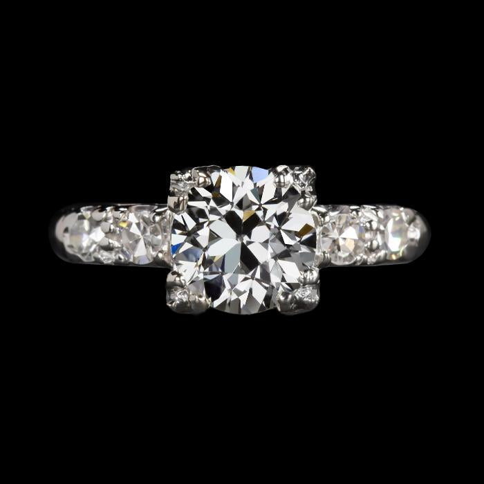 Anello Da Donna Con Genuino Diamante A Taglio Antico Rotondo, 3,50 Carati, Oro Bianco 14K