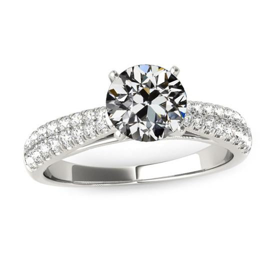 Anello Da Donna Con Genuino Diamanti A Taglio Antico, Doppia Fila, Con Accenti A Coda Di Pesce, 4,50 Carati