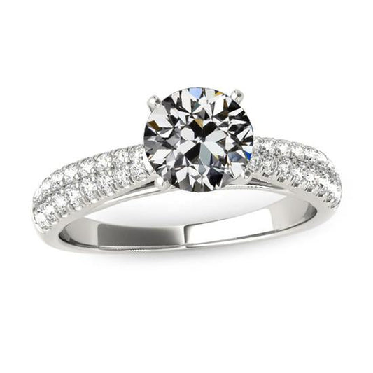 Anello Da Donna Con Genuino Diamanti A Taglio Antico, Doppia Fila, Con Accenti A Coda Di Pesce, 4,50 Carati