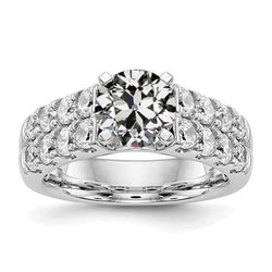 Anello Da Donna Con Naturale Diamante Taglio Antico Rotondo, Doppia Fila, Accenti 5 Carati