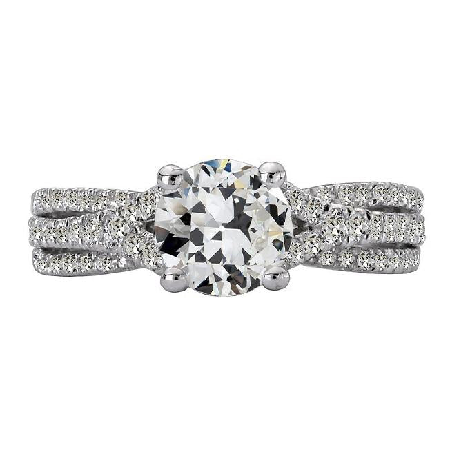 Anello Da Donna Con Naturale Diamante Taglio Antico Rotondo, Oro 7,50 Carati