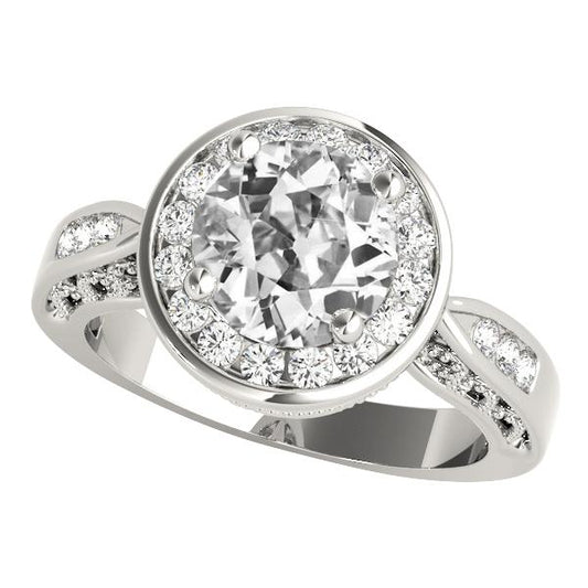 Anello Da Donna Con Naturale Diamante Tondo Halo Vecchio Minatore 5,50 Carati